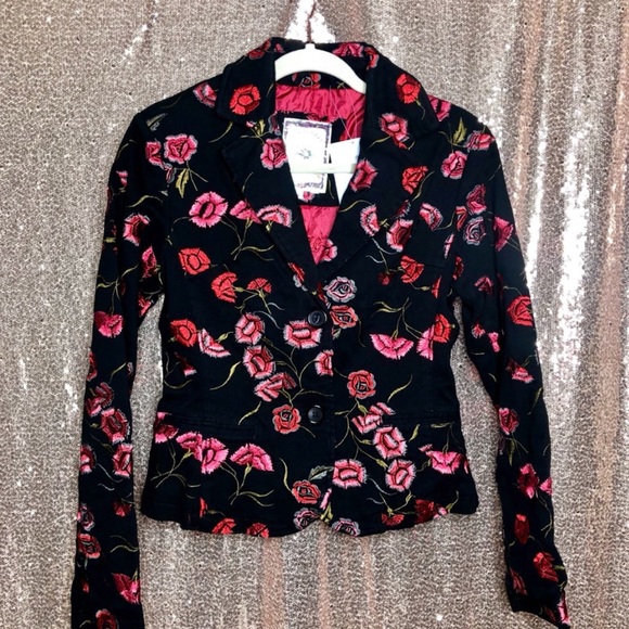 Paparazzi New Rare Rose Floral Embroidered Blazer - Picture 10 of 14